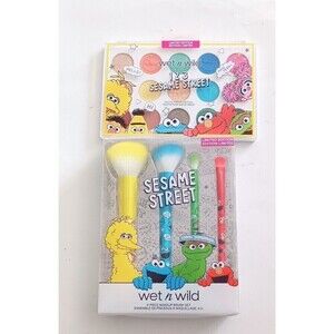 WET N WILD 123 SESAME STREET Eyeshadow Palette And Makeup Brushes Set Of 2 New
